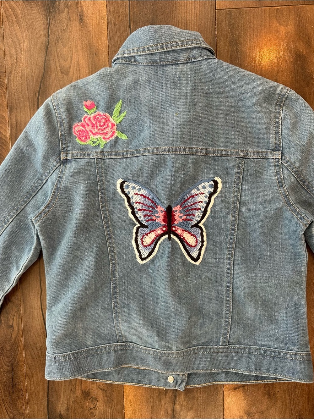The Children’s Place Embroidered Butterfly Denim Jacket Girls L 10/12 - Picture 5 of 6